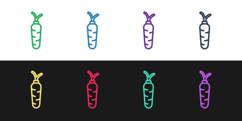 Set line Carrot icon isolated on black and white background. Vector