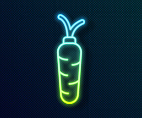 Glowing neon line Carrot icon isolated on black background. Vector
