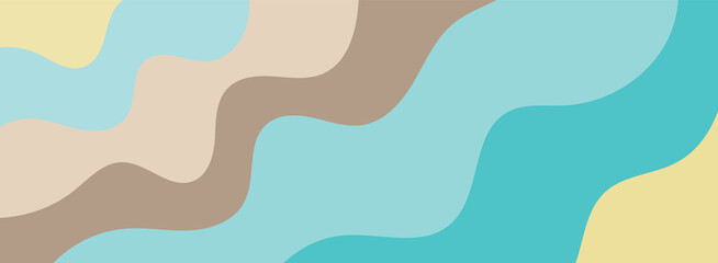 Background with waves of the sea, template for splash. Blue, brown and yellow are trendy pastel shades for summer designs.