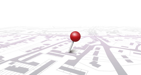 Red GPS navigator pointer on city map, navigation, logistics, geography, communication, transport, travel theme concept, location marking with a pin on a map – stock vector © dlyastokiv