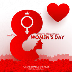 Happy International Women's Day March 8 Poster, 100% Editable EPS File by Reality Studio