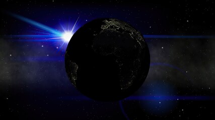 Obraz na płótnie Canvas Earth rotating in space against stars