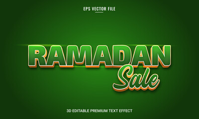 Luxury Ramadan stylish 3d text effect dark green and gold template