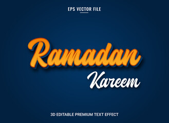Luxury Ramadan stylish 3d text effect dark blue and orange template