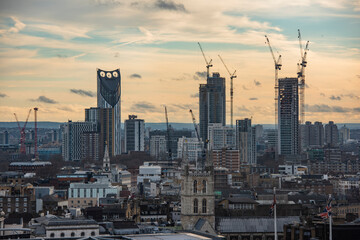 Fototapeta na wymiar Cityscape of London business district from aerial