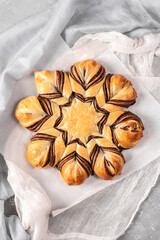 Christmas star braided chocolate bread