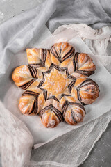 Christmas star braided chocolate bread