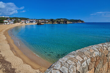 Beach panoramic view of the Mediterranean coast