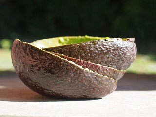 C&aacute;scaras de aguacate vac&iacute;as. 