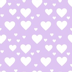 Colorful seamless pattern with hearth symbol and pastel purple background