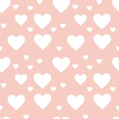 Colorful seamless pattern with hearth symbol and pastel orange background