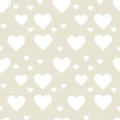 Colorful seamless pattern with hearth symbol and pastel beige background