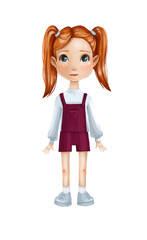 Cute little girl. Children illustration.