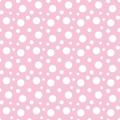 Colorful seamless dot pattern with pastel pink background 