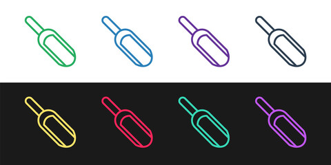 Set line Scoop flour icon isolated on black and white background. Vector