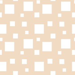 Colorful seamless pattern design with white squares and pastel orange background