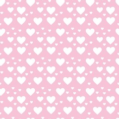 Colorful seamless pattern with hearth symbol and pastel pink background
