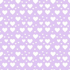Colorful seamless pattern with hearth symbol and pastel purple background