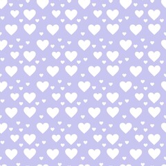 Colorful seamless pattern with hearth symbol and pastel purple background
