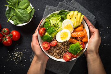 Buddha bowl with Buckwheat and vegetables.