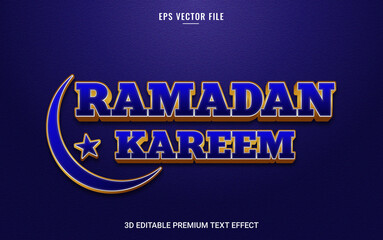 Luxury premium Ramadan stylish 3d text effect blue and golden template