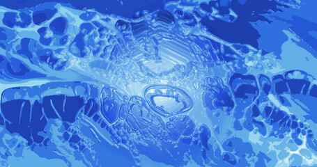 3D rendering. Fluid, liquid design in blue and white