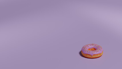Pink Donut on Pink Background Aesthetic