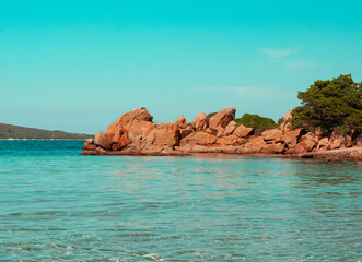 Lu Impostu Beach on Sardinia Island. beach of sardinia. clear water of the Sardinian sea