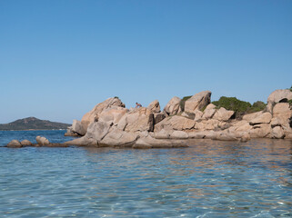 Lu Impostu Beach on Sardinia Island. beach of sardinia. clear water of the Sardinian sea