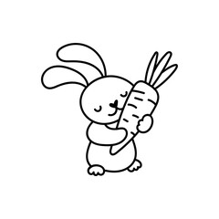 Hand drawn cute doodle easter bunny character