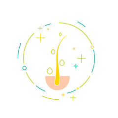 Hair follicle template made in linear style. Alopecia treatment concept. Perfect for hair clinics or medical diagnostic centers. Vector illustration.