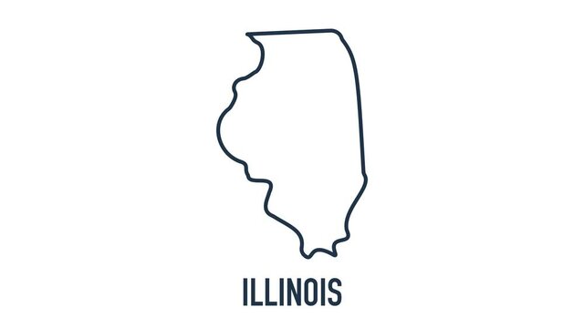 Line animated map showing the state of Illinois from the united state of American. 2d map of Illinois.
