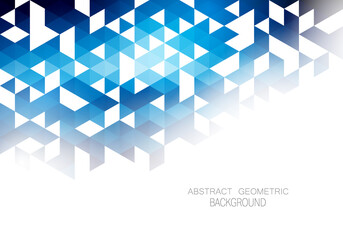 Geometric shaped design of blue hexagons. Brochure template