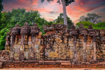 Banteay Srei - Cambodian temple dedicated to the Hindu god Shiva. Ancient Khmer ruins in the...