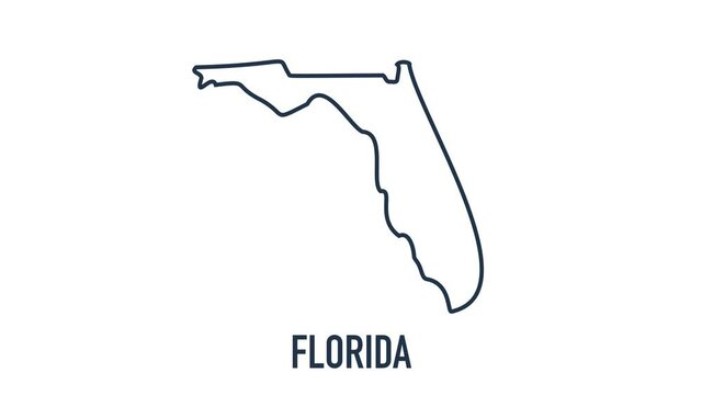 Line animated map showing the state of Florida from the united state of American. 2d map of Florida.