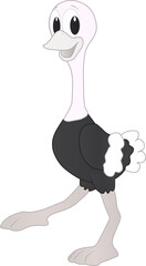 cartoon illustration of friendly ostrich