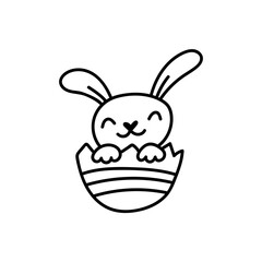 Hand drawn cute doodle easter bunny character