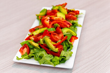 salad with tomato and avocado close up