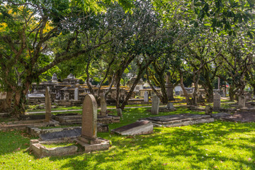 GEORGE TOWN, MALAYSIA - MARCH 20, 2018: Western Road Cemetery in George Town, Malaysia