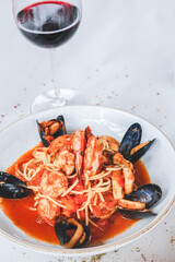 spaghetti with seafood