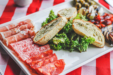 salad with vegetables and hams