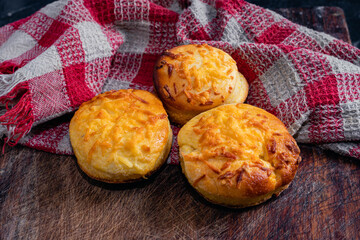 homemade chipa dough bread with cheese on wood
