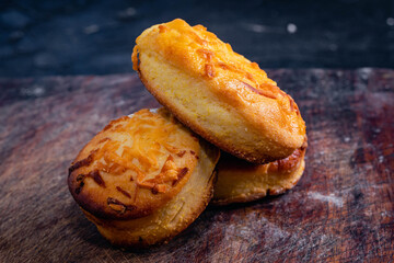 homemade chipa dough bread with cheese on wood