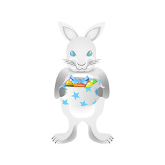 Illustration bunny easter take gift box full eggs design