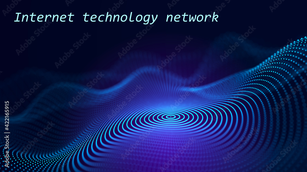 Fototapete Grid of internet technologies. Abstract background with cobwebs. Large amount of data. 3d rendering.