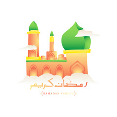 Ramadan kareem colorful mosque design vector