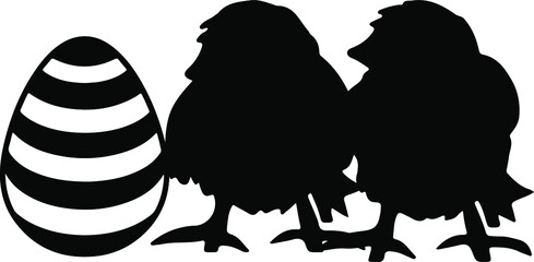 Easter egg chicken black silhouette vector cut file on isolated background