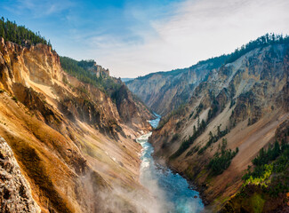 View downstream of the Grand Canyon of Yellowstone - obrazy, fototapety, plakaty