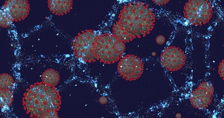 Coronavirus cells COVID-19 Infectious disease. Fast transmission of disease. High concentration of coronavirus. 3D rendering 3D illustration