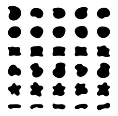 Blob shapes vector set. Organic abstract splodge elemets monochrome collection. Inkblot simple silhouette